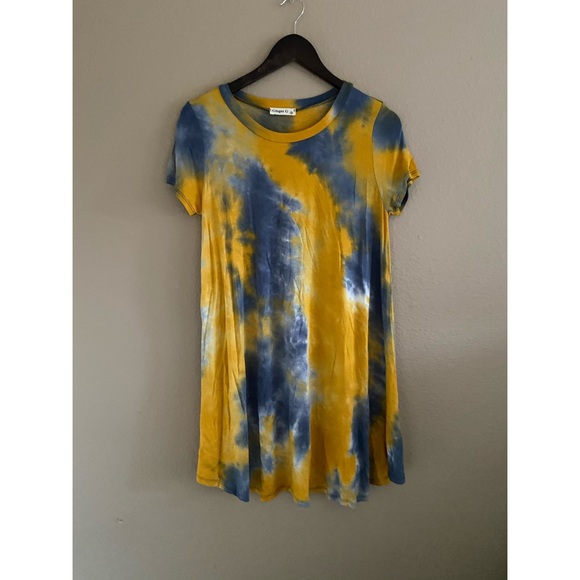 Yellow and gray tie dye dress - Picture 3 of 4
